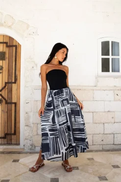 Cocktail Dresses|Vacation Dresses>Hello Molly Selena Strapless Maxi Dress Black