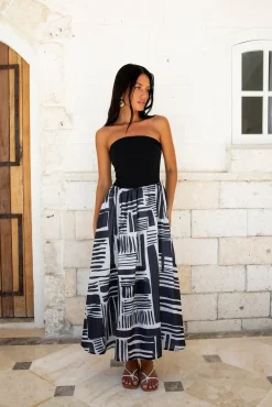 Cocktail Dresses|Vacation Dresses>Hello Molly Selena Strapless Maxi Dress Black