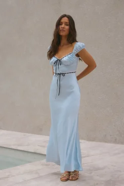 Cocktail Dresses|Summer Dresses>Hello Molly Selene Satin Maxi Dress Blue