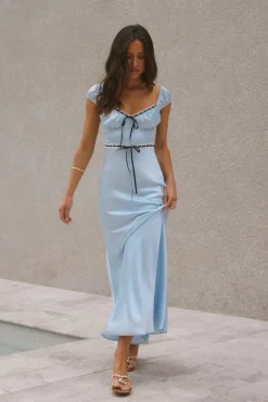 Cocktail Dresses|Summer Dresses>Hello Molly Selene Satin Maxi Dress Blue