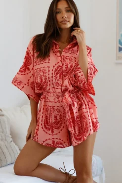 Rompers>Hello Molly Sending Felicitations Romper Red