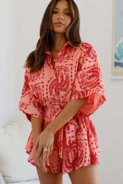 Rompers>Hello Molly Sending Felicitations Romper Red