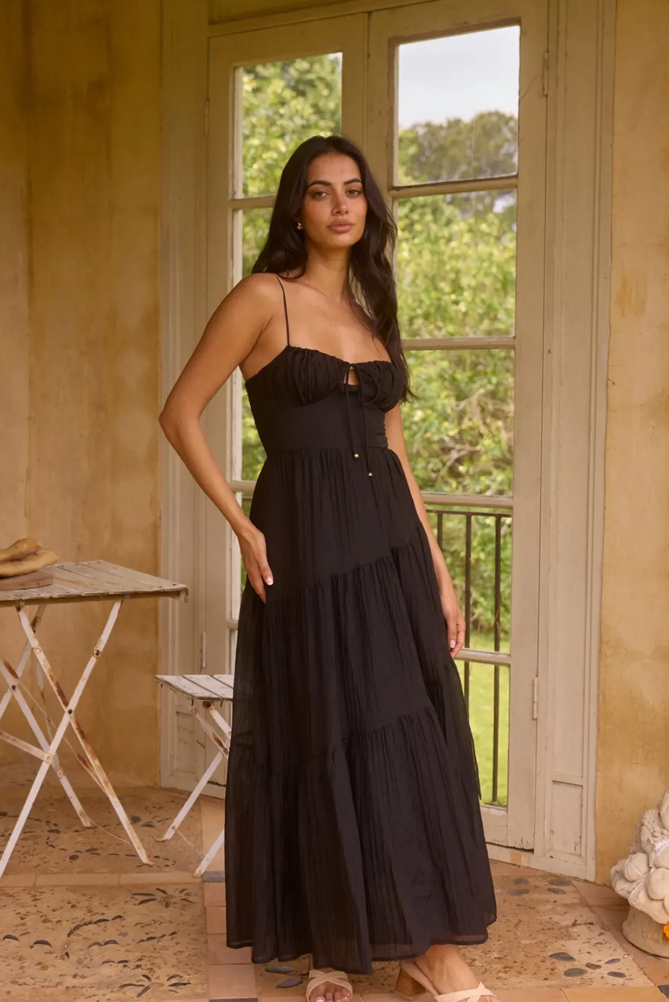 Vacation Dresses|Date Night Dresses>Hello Molly Seraphina Maxi Dress Black
