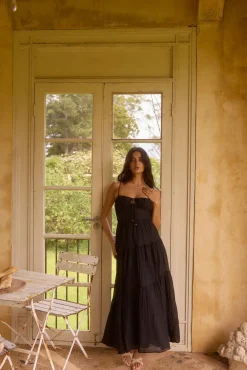 Vacation Dresses|Date Night Dresses>Hello Molly Seraphina Maxi Dress Black