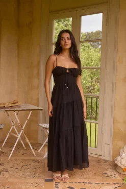 Vacation Dresses|Date Night Dresses>Hello Molly Seraphina Maxi Dress Black