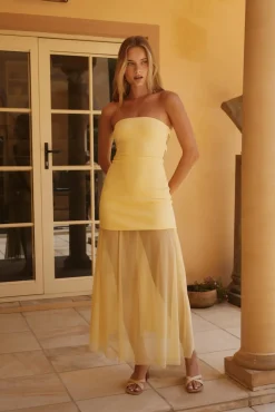 Wedding Guest Dresses|Formal Dresses>Hello Molly Serene Sands Strapless Maxi Dress Yellow