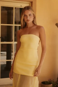 Wedding Guest Dresses|Formal Dresses>Hello Molly Serene Sands Strapless Maxi Dress Yellow