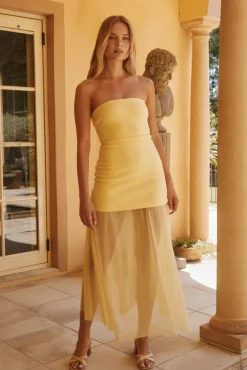 Wedding Guest Dresses|Formal Dresses>Hello Molly Serene Sands Strapless Maxi Dress Yellow