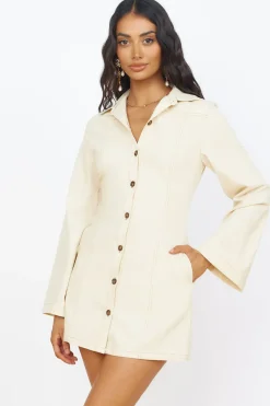 Date Night Dresses|Linen Dresses>Seven Wonders Bonny Mini Dress Sand