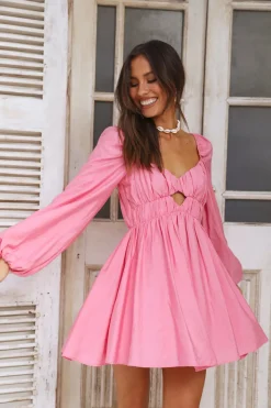Spring Break Dresses|Date Night Dresses>Seven Wonders Freya L/S Dress Bubblegum