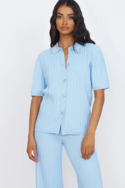 T-Shirts|Shirts>Seven Wonders Kora Top Sky Blue