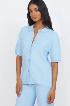 T-Shirts|Shirts>Seven Wonders Kora Top Sky Blue