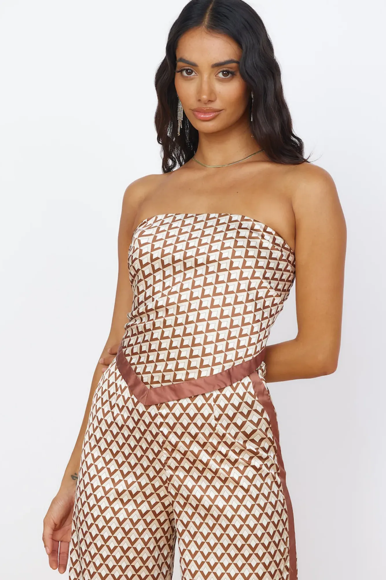 Strapless|Cropped>Seven Wonders Milani Scarf Top Chocolate