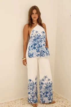 Tank Tops And Singlets|Cropped>Seven Wonders Valencia Halter Top Blue