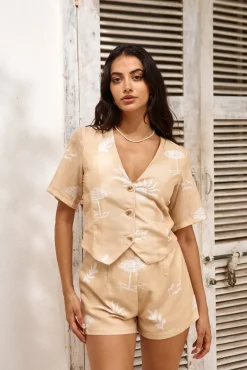 Shorts|Two-Piece Shorts Set>Hello Molly Shade Seeker Short Beige