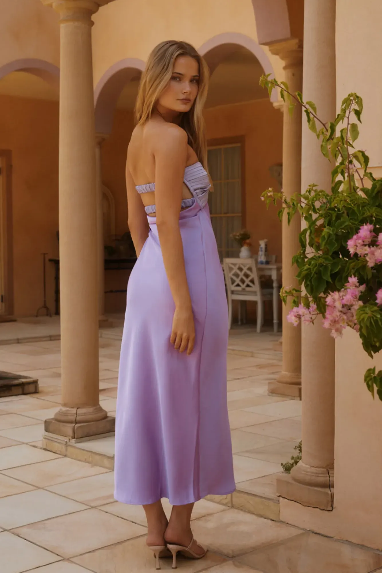 Formal Dresses|Cocktail Dresses>Hello Molly Shell Bay Strapless Maxi Dress Purple