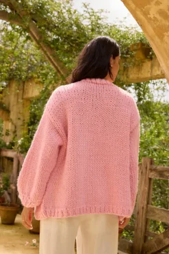 Jackets>Hello Molly Sherbert Knit Cardigan Pink