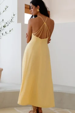 Cocktail Dresses|Vacation Dresses>Hello Molly She's Captivating Midi Dress Yellow