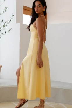 Cocktail Dresses|Vacation Dresses>Hello Molly She's Captivating Midi Dress Yellow