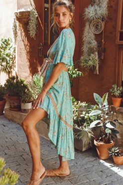 Spring Break Dresses|Casual Dresses>Hello Molly Shine Forever Midi Dress Green