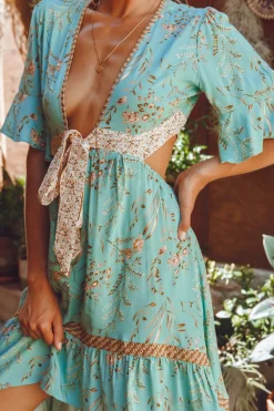 Spring Break Dresses|Casual Dresses>Hello Molly Shine Forever Midi Dress Green