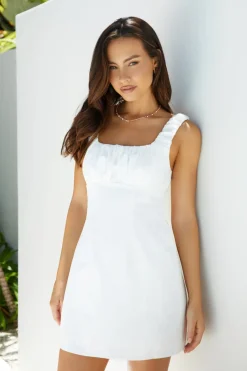 Vacation Dresses|Brunch Dresses>Hello Molly Short and Sweet Mini Dress White