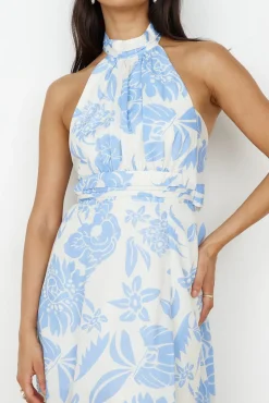 Cocktail Dresses|Maxi Dresses>Hello Molly Showing Emotions Halter Maxi Dress Blue