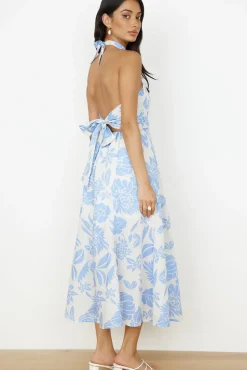 Cocktail Dresses|Maxi Dresses>Hello Molly Showing Emotions Halter Maxi Dress Blue