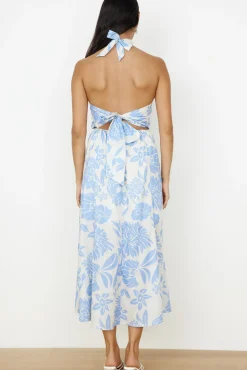 Cocktail Dresses|Maxi Dresses>Hello Molly Showing Emotions Halter Maxi Dress Blue