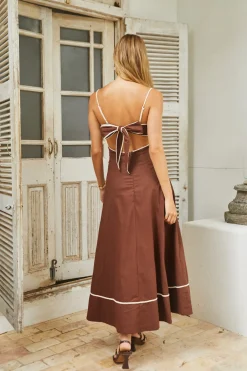 Wedding Guest Dresses|Cocktail Dresses>Hello Molly Sienna Breeze Maxi Dress Chocolate Beige