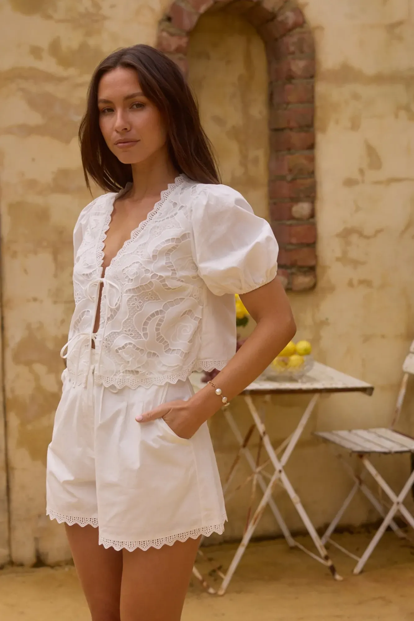 Two-Piece Shorts Set>Hello Molly Sienna Lee Set White