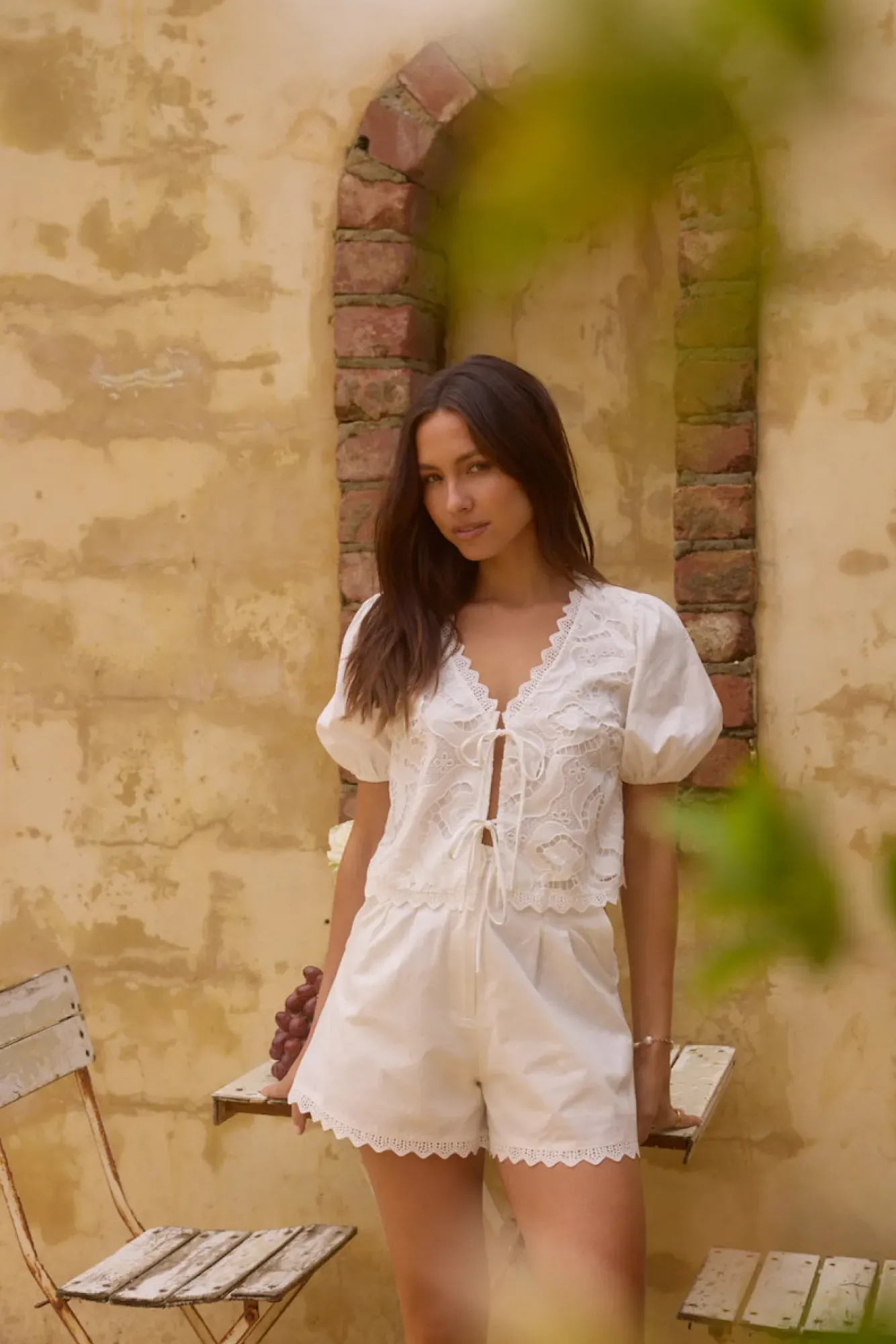 Two-Piece Shorts Set>Hello Molly Sienna Lee Set White