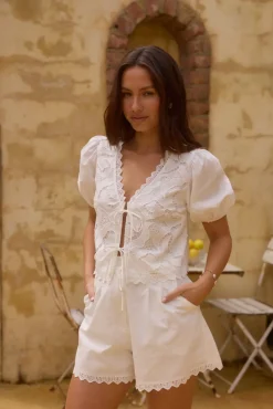 Two-Piece Shorts Set>Hello Molly Sienna Lee Set White