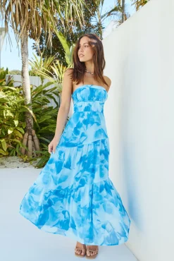 Wedding Guest Dresses|Cocktail Dresses>Hello Molly Sienna Strapless Maxi Dress Blue