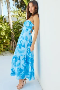 Wedding Guest Dresses|Cocktail Dresses>Hello Molly Sienna Strapless Maxi Dress Blue