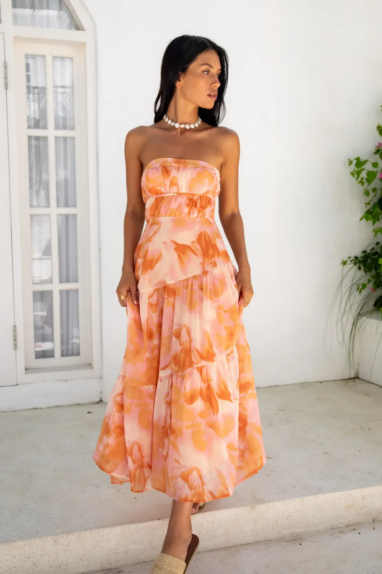 Wedding Guest Dresses|Cocktail Dresses>Hello Molly Sienna Strapless Maxi Dress Orange