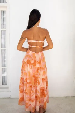 Wedding Guest Dresses|Cocktail Dresses>Hello Molly Sienna Strapless Maxi Dress Orange
