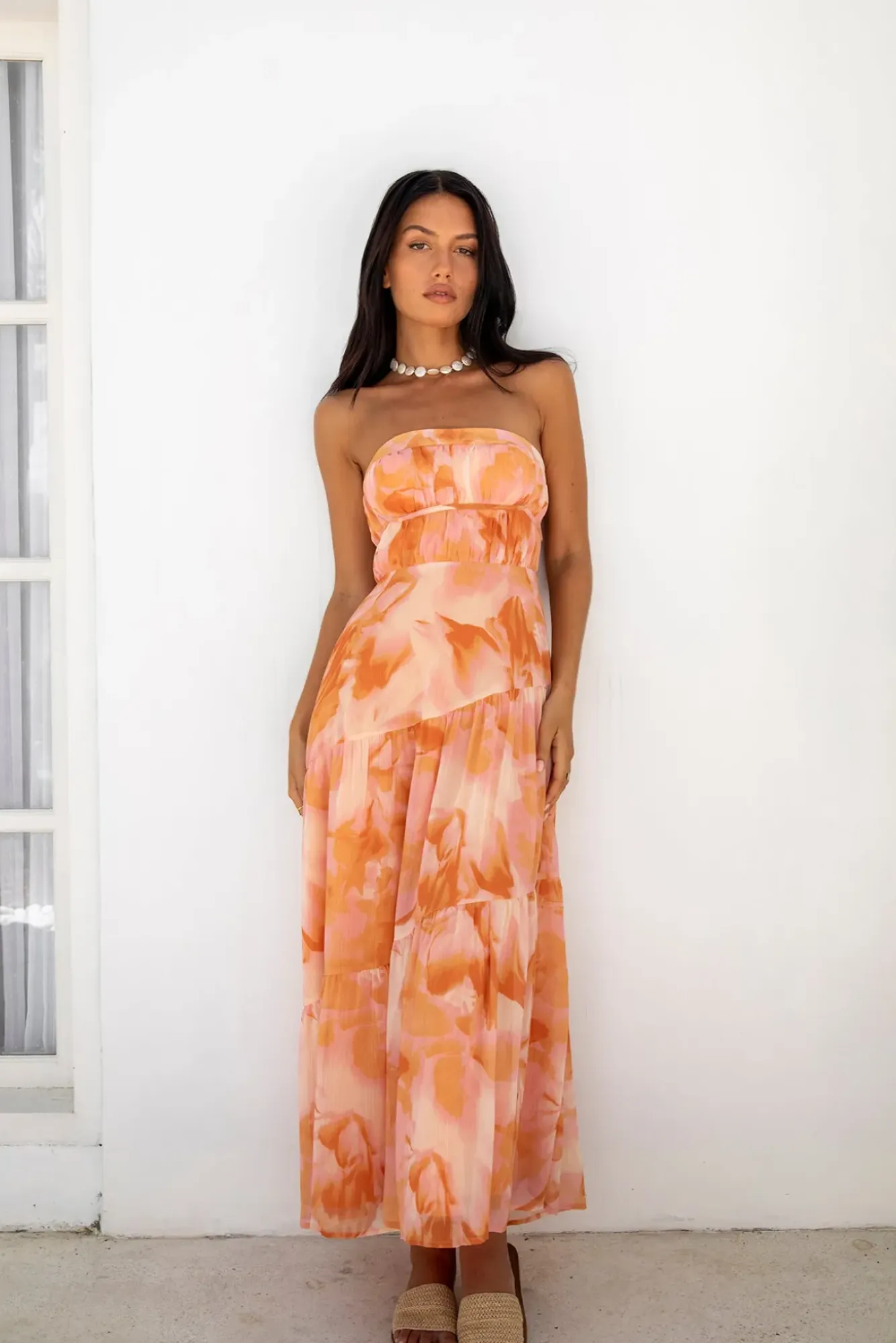 Wedding Guest Dresses|Cocktail Dresses>Hello Molly Sienna Strapless Maxi Dress Orange