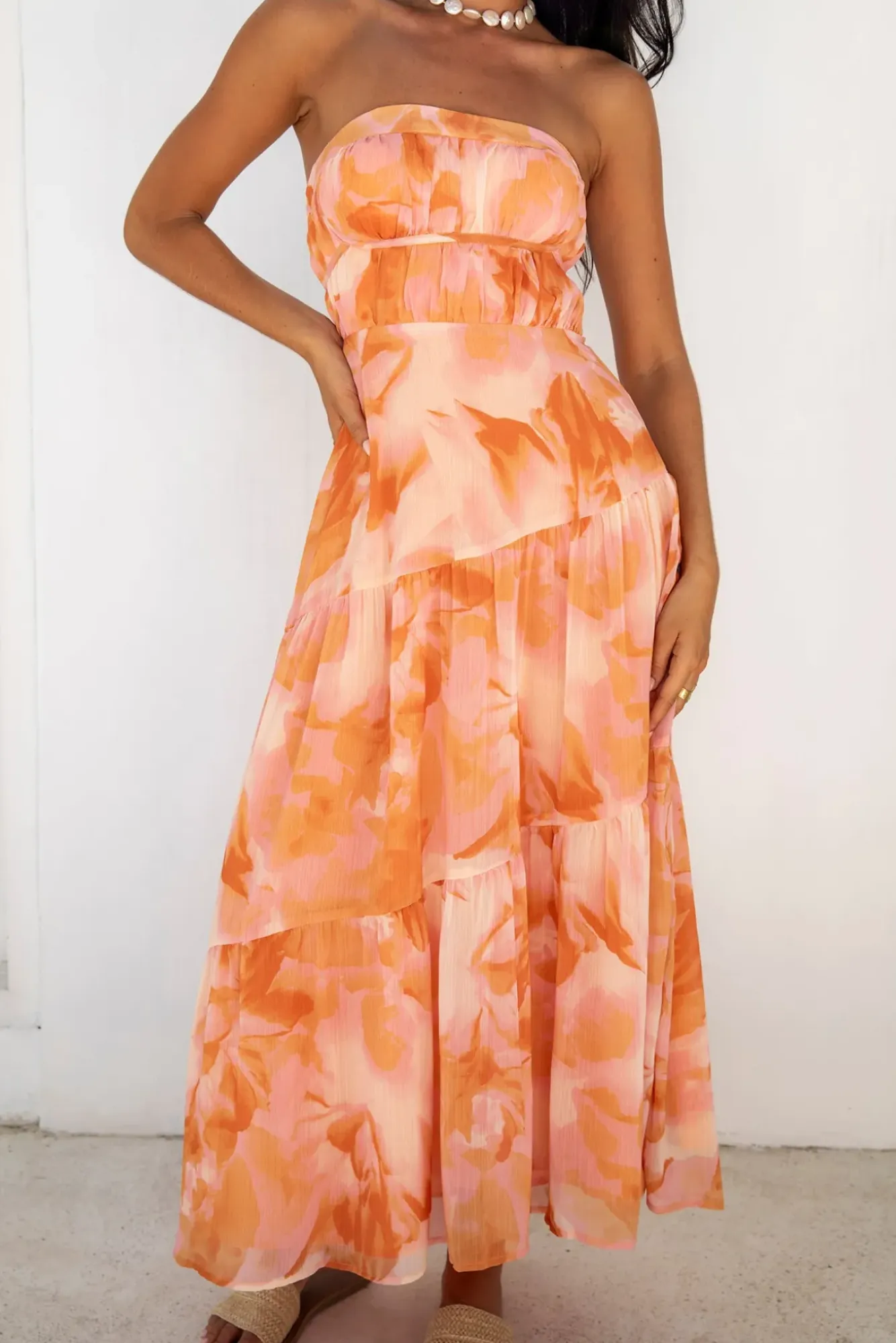 Wedding Guest Dresses|Cocktail Dresses>Hello Molly Sienna Strapless Maxi Dress Orange