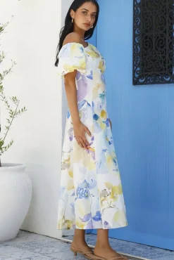 Wedding Guest Dresses|Vacation Dresses>Hello Molly Silent Lullabies One Shoulder Midi Dress Print