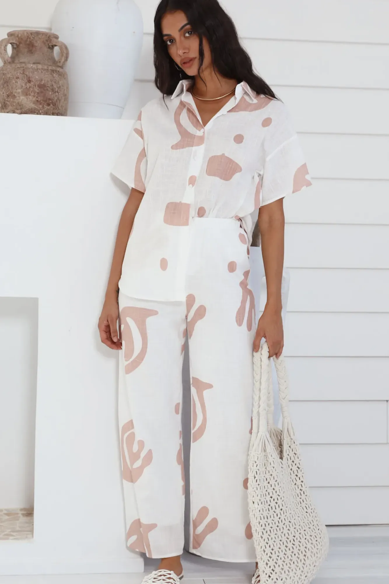 Pants|Two-Piece Pants Set>Hello Molly Simply Sweet Set Beige