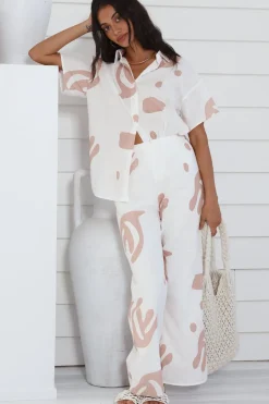 Pants|Two-Piece Pants Set>Hello Molly Simply Sweet Set Beige