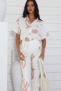 Pants|Two-Piece Pants Set>Hello Molly Simply Sweet Set Beige