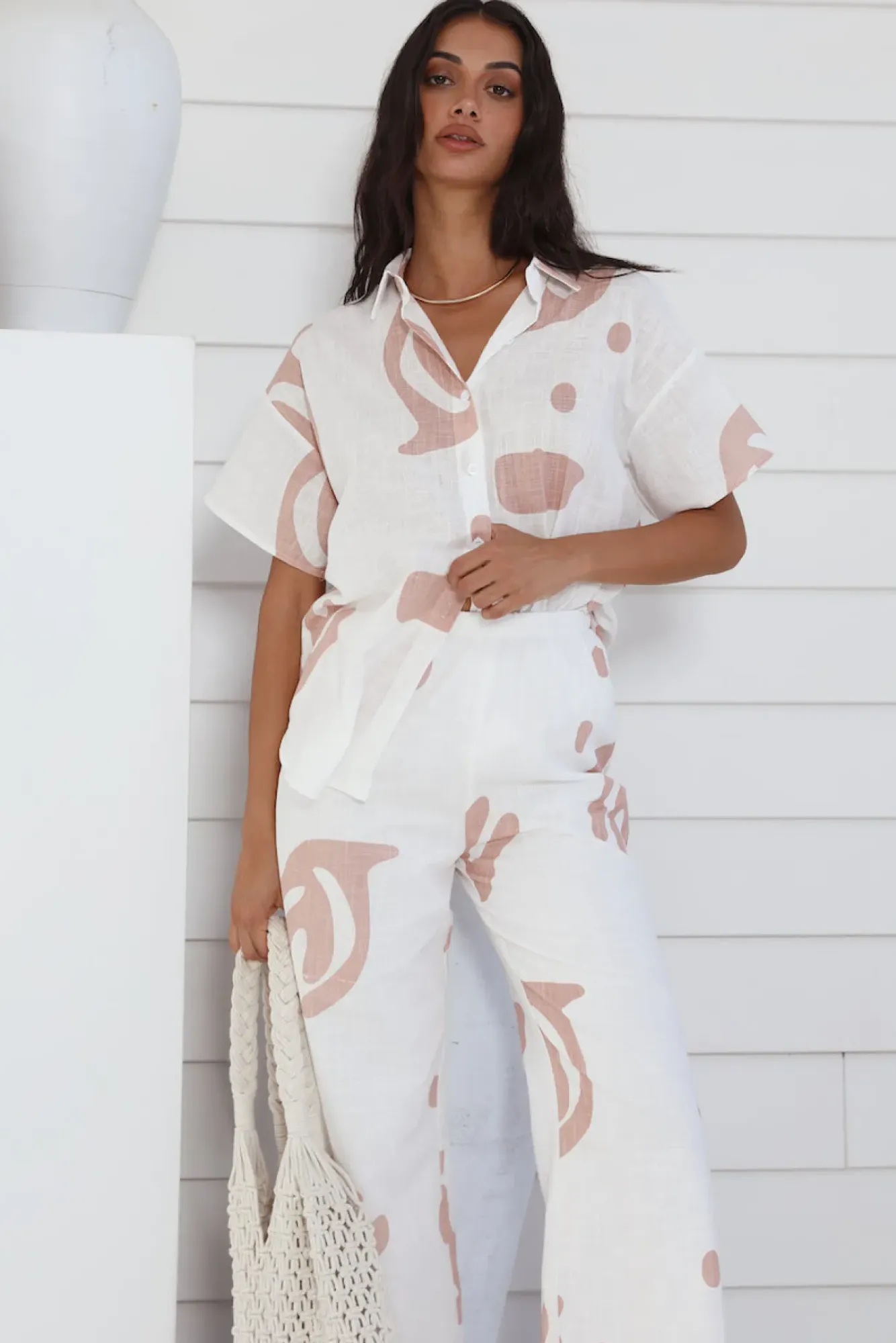 Pants|Two-Piece Pants Set>Hello Molly Simply Sweet Set Beige