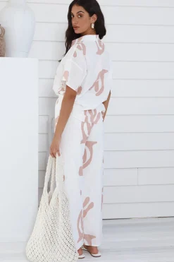 Pants|Two-Piece Pants Set>Hello Molly Simply Sweet Set Beige