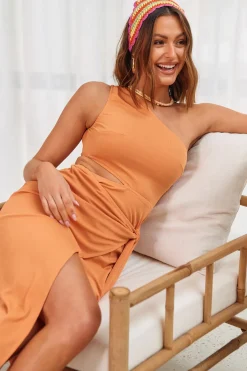 Spring Break Dresses|Midi Dresses>Hello Molly Sincerely Yours Midi Dress Orange