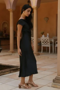 Wedding Guest Dresses|Cocktail Dresses>Hello Molly Siren Melody Satin Maxi Dress Black
