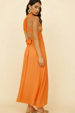 Vacation Dresses|Spring Break Dresses>Hello Molly Skyfall Midi Dress Orange