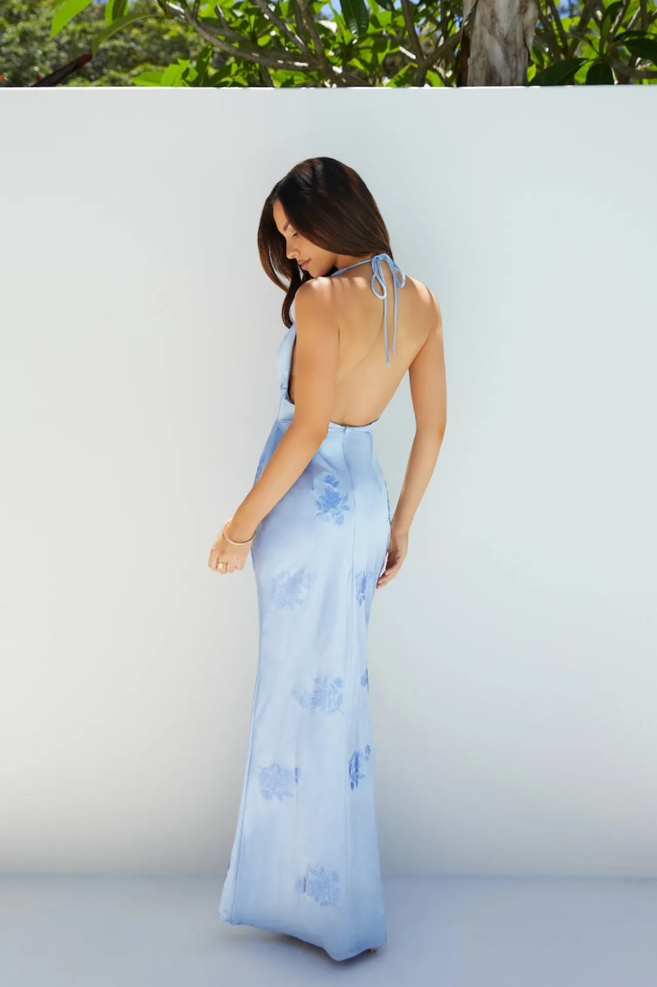 Maxi Dresses>RUNAWAY THE LABEL Skylar Satin Maxi Dress Blue