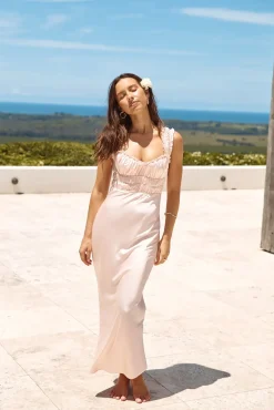 Cocktail Dresses|Bridesmaid Dresses>Hello Molly Sleeping Beauty Satin Maxi Dress Pink